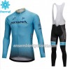 Tenue Maillot M/L + Collant à Bretelles 2018 Astana Pro Team Hiver Thermal Fleece N001